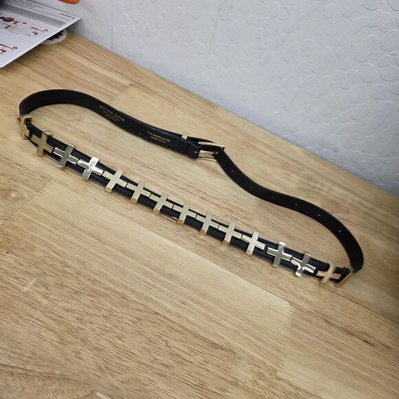 Dylan Kain The Brooklyn Belt Womens Black Leather Light Gold Adjustable One Size main image 6